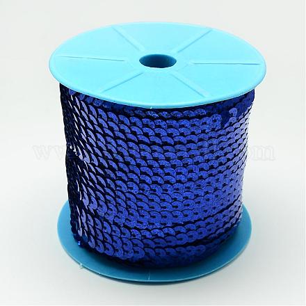 環境に優しいプラスチックスパンコールビーズ  スパンコールビーズ  装飾アクセサリー  フラットラウンド  ブルー  6mm  約100ヤード/ロール PVC-Q087-6mm-M11-1