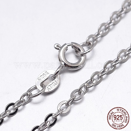 Rhodium Plated Sterling Silver Cable Chains Necklaces X-NJEW-M157-30C-20-1