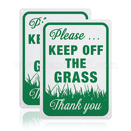 GLOBLELAND 2 Pack Please Keep Off the Grass Sign AJEW-GL0001-05A-17-1
