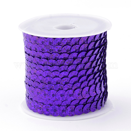 環境に優しいプラスチックスパンコールビーズ  スパンコールビーズ  装飾アクセサリー  フラットラウンド  青紫色  6mm  約5m /ロール PVC-Q092-6mm-P50128-1