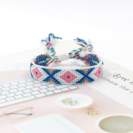 Polyester Braided Rhombus Pattern Cord Bracelet FIND-PW0013-004A-07-1