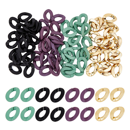 SUPERFINDINGS 120Pcs Twist Linking Rings Including 60Pcs 3 Colors Spray Painted Acrylic Linking Rings and 60Pcs ABS Plastic Curb Chain Connectors for Jewelry Chains Glasses Chains Bag Chains Making OACR-FH0001-040-1