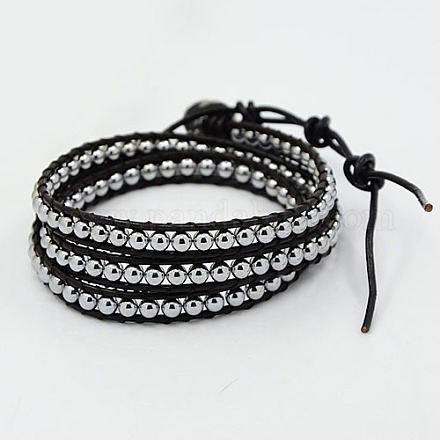 Fashionable Leather Wrap Bracelets X-BJEW-M004-06-1