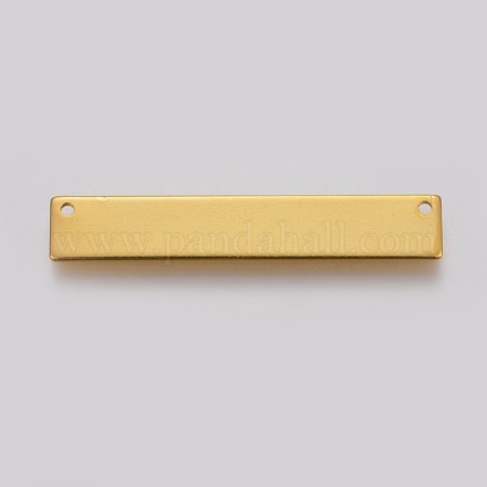 真鍮チャーム  空白タグのスタンプ  長方形  ゴールドカラー  6x35x0.8mm  穴：1mm KK-WH0023-01G-1