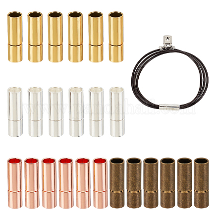 OLYCRAFT 24 Sets 4 Colors Brass Bayonet Clasps 4~5mm Hole Cylinder Bayonet Push Clasps Brass Cord Ends Column Push Clasps Buckle Mating Connectors for Bracelets Necklaces Buckle Jewelry Making KK-OC0001-37B-1