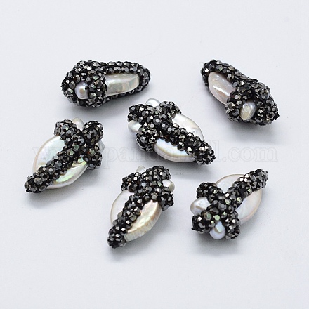 Perlas naturales abalorios de agua dulce cultivadas PEAR-F006-41C-1
