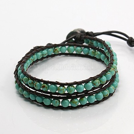 Fashion Double Wrap Style Gemstone Bracelets BJEW-J056-09-1