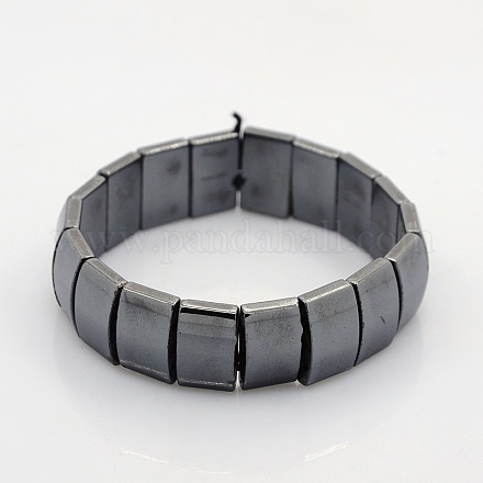 Magnetic Hematite Rectangle Beads Stretch Bracelets for Valentine's Day Gift BJEW-M066-09-1