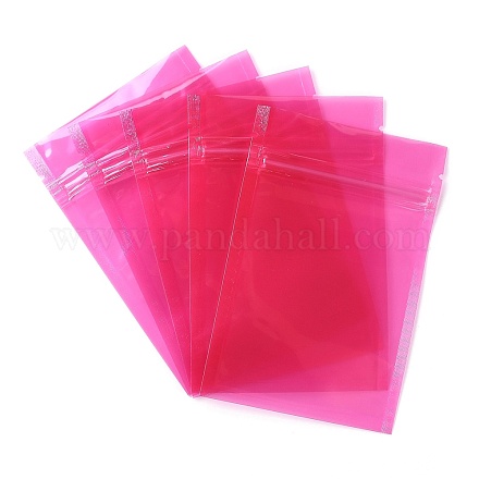 プラスチック製の透明なジップロックバッグ  保存袋  セルフシールバッグ  トップシール  長方形  濃いピンク  12x8x0.15cm  片側の厚さ：3.1ミル（0.08mm） OPP-B002-A04-1