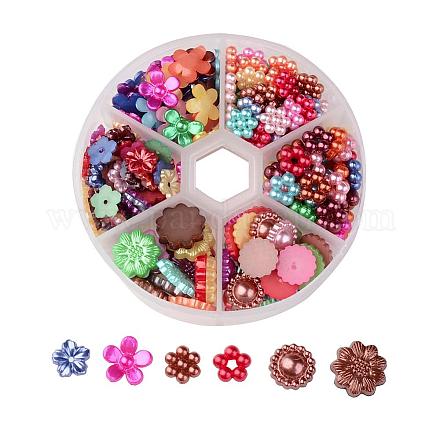 Mixed Style Flower Acrylic Pearl Cabochons MACR-JP0001-1