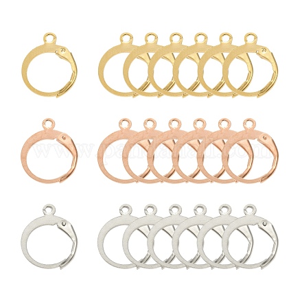 30Pcs 3 Style Ion Plating(IP) 316L Surgical Stainless Steel Leverback Earring Findings STAS-FS0001-18M-1