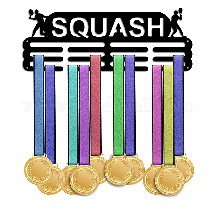 Estante de pared de exhibición de soporte de suspensión de medalla de hierro con tema de squash ODIS-WH0021-411-1