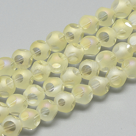 Rainbow Plated Transparent Glass Beads Strands EGLA-R108-4mm-B04-1