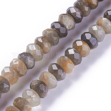 Brins de perles de sunstone noirs naturels G-L492-05D-1