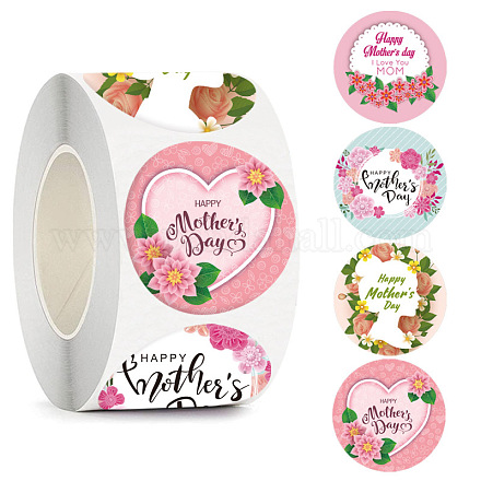 Бумажные самоклеящиеся праздничные наклейки в круглую точку на День матери в рулонах PW-WG84495-01-1