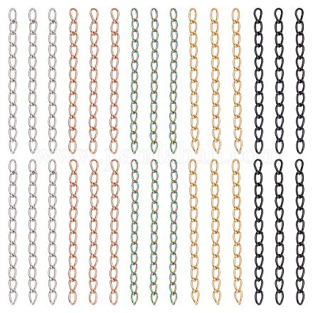 UNICRAFTALE About 100Pcs 5 Colors 304 Stainless Steel Curb Chains Extender End Chains Metal End Findings Ends with Chain Extender 25mm Long for Bracelet Necklace Jewlery Making STAS-UN0038-15B-1