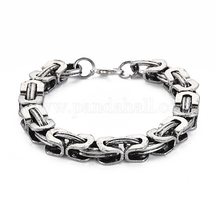 Bracelet en alliage de chaînes byzantines pour hommes femmes BJEW-N015-007-1