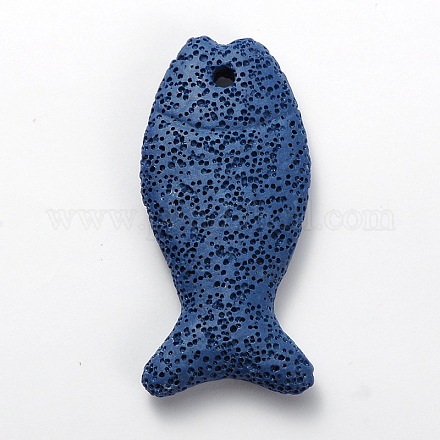 Synthetic Lava Rock Big Fish Pendants G-O025-01D-1
