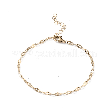 Ion Plating(IP) 304 Stainless Steel Dapped Link Chain Bracelets for Men Women STAS-B039-06G-1