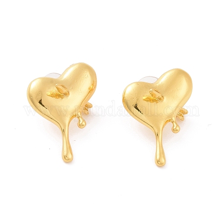 Heart wirh Arrow Alloy Stud Earrings EJEW-E268-01G-1