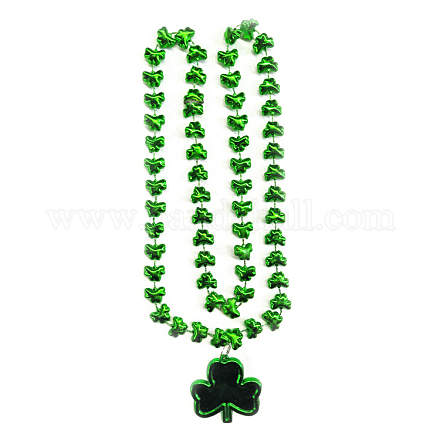 Plastic Clover Pendant Necklace with Ball Chains for Saint Patrick's Day FEPA-PW0001-175E-1