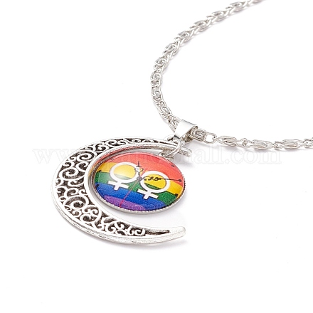 Collana di orgoglio arcobaleno NJEW-F291-01G-1