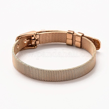 Placage ionique unisexe à la mode (ip) 304 bracelets de bracelet de montre en acier inoxydable BJEW-L655-31RG-1