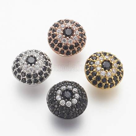 Perles de zircone cubique micro pave en Laiton KK-P156-01-NR-1