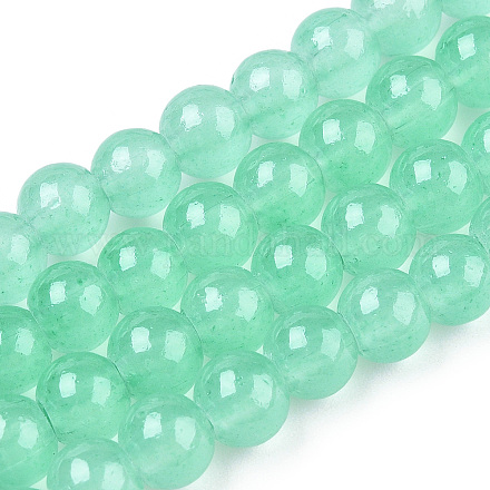 Backen gemalt Nachahmung Jade Glas runden Perle Stränge DGLA-Q021-6mm-22-A-1