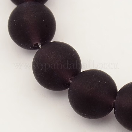 Handmade Frosted Lampwork Round Beads Strands LAMP-L005-14mm-06-1
