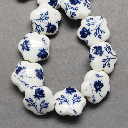 Abalorios de la porcelana hecha a mano impresos PORC-Q166-1-1