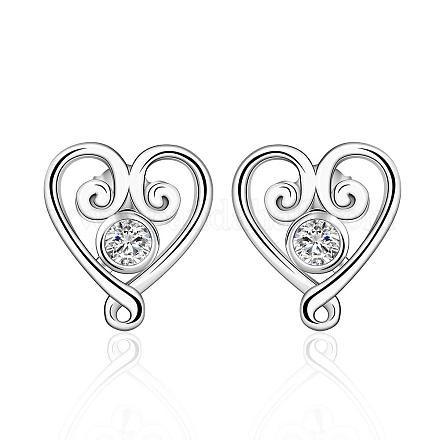 Orecchini zirconi splendido dolce cuore disegno ottone EJEW-BB08803-S-1