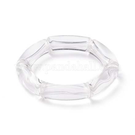 Stämmiges Stretch-Armband aus transparentem Acryl mit gebogenem Rohr für Frauen BJEW-JB08142-01-1