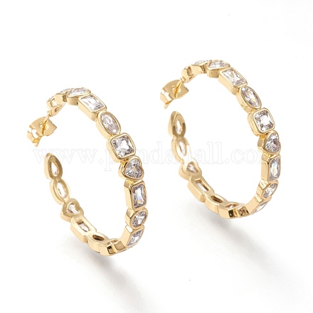 Brass Micro Pave Cubic Zirconia Stud Earrings EJEW-I251-10G-1