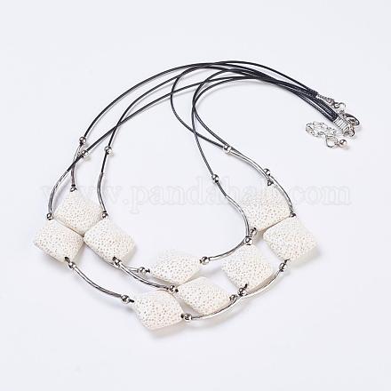 Waxed Cord Tiered Necklaces NJEW-P185-B08-1
