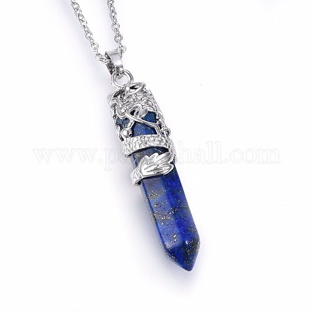 Naturales lapis lazuli de los collares pendientes NJEW-P228-C10-1