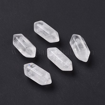 Pendentifs pointus à double borne en cristal de quartz naturel G-C007-02A-14-1