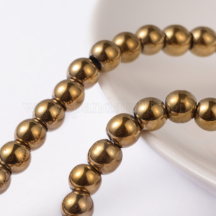 Chapelets de perles en hématite synthétique sans magnétiques X-G-G091-6mm-1-1