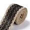 Burlap Ribbon, Hessian Ribbon, Jute Ribbon, with Lace, for Jewelry Making, Black, 1-1/2 inch(38mm), about 2m/roll, 24rolls/bag