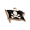 Alloy with Enamel Pendants, Nautical Charms, Light Gold, Black, Pirate Flag, 16x22x1.5mm, Hole: 1.6mm