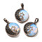 Opalite Pendants, with Brass Findings, Flat Round, 26.5x23x9mm, Hole: 8x5mm