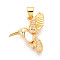 Brass Micro Pave Clear Cubic Zirconia Pendants, with Shell, Bird, Real 18K Gold Plated, 21x16x4mm, Hole: 5x3.5mm