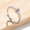S925 Sterling Silver Adjustable Letter Rings for Women, with Micro Pave Cubic Zirconia, Letter D, 2mm,US Size 5 1/2(16.1mm), Letter: 5x4mm