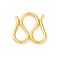 304 Stainless Steel S-Hook Clasps, M Clasps, Real 18K Gold Plated, 11x11x1mm