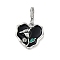 Brass Enamel Micro Pave Cubic Zirconia Pendants, Heart, Flower, Platinum, 21x21x7mm, Hole: 6x4mm