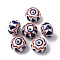 Handmade Porcelain Beads, Rondelle, Famille Rose Porcelain, Dark Blue, 14.5~15x10.5~11mm, Hole: 1.8~2mm