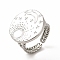 Non-Tarnish 304 Stainless Steel Sun & Moon Planet Open Cuff Ring for Women, Stainless Steel Color, Inner Diameter: 17mm