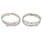 Rack Plating Brass Pave Clear Cubic Zirconia Open Cuff Wrap Bangles, Long-Lasting Plated, Lead Free & Cadmium Free, Platinum, Mixed Color, Inner Diameter: 2-1/8 inch(5.3cm), 13mm