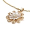 Flower Brass Micro Pave Cubic Zirconia Pendant Necklaces, with Glass, Light Gold, 16.42 inch(41.7cm)