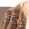 10Pcs Alloy with Crystal Rhinestone Finger Rings, Moon/Leaf/Heart, Platinum, Inner Diameter: 16~19mm